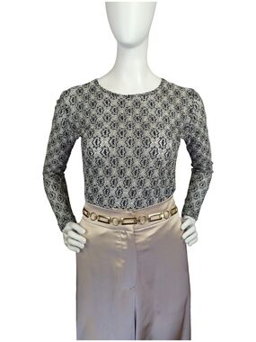 Vintage Gold Black Sheer Lace Top  Made in Canada Y2K Glam Whimsigoth Size Small